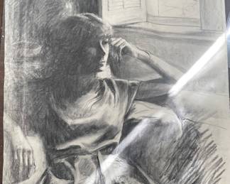 Preliminary drawing for the portrait.