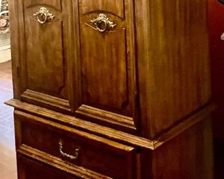 1970’s  clothes armoire with storage  area and two drawers