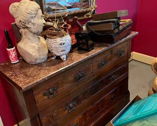 Marble top Eastlake chest with three drawers