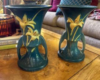 Zephyr Lily Roseville Vases
