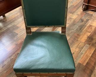 Green leather library chair