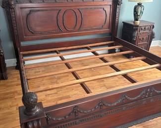 Mahogany carved lions head king bedroom suite