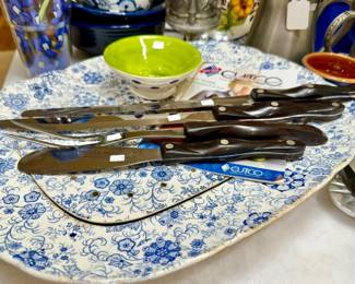 Cutco knives. Antique blue and white