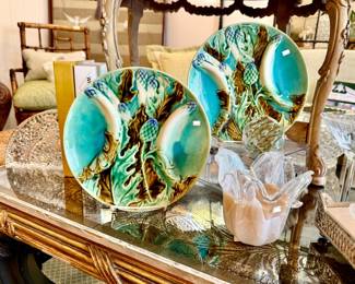 French asparagus Majolica plates.