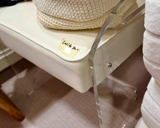 Vintage Lucite vanity stool. Don't miss it!