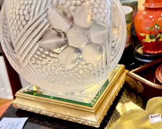 Frosted Baccarat Florella crystal bowl. Baccarat yellow koi fish.