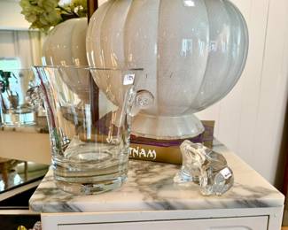 Baccarat frog. Tiffany & Co ice bucket.
