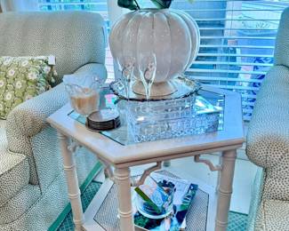 This bamboo Chinoiserie side table is too cute!