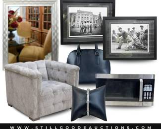 Furniture, kitchen appliances, sterling silver, designer handbags, mirrors, art & much more!