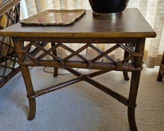 vintage Ficks Reed rattan end table 