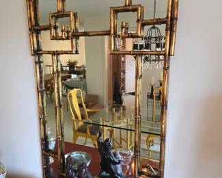 LaBarge Iron Bamboo Chinoiserie Chippendale Wall Mirror Hollywood Regency 70's