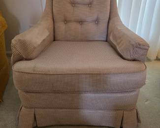 vintage mid-century striped tufted armchair