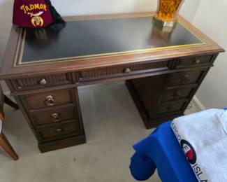 Sligh Furniture Mahogany Leather Top Executive Desk, Holland MI