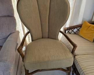 vintage Ficks Reed bamboo and rattan peacock accent chair