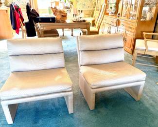 Pair Armless Slipper Chairs