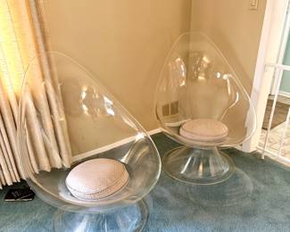 Pair of Vintage Lucite Teardrop Chairs