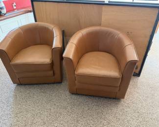 Pair Swivel Barrel Chairs