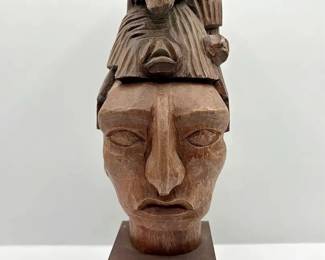 Hand Carved Aztec Warrior