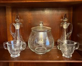 Cut  Etched Glass Lot