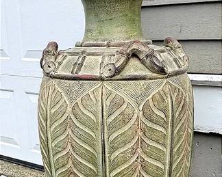 Art Nouveau Large Terra Cotta Clay Decorative Thai Pot