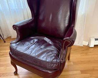 Burgundy Wingback Chair