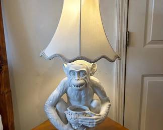 Italian Ceramic Monkey Lamp