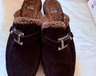 Stuart Weitzman shearling-lined suede clogs