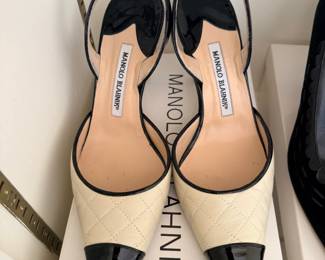 Manolo Blahnik quilted leather slingback pumps