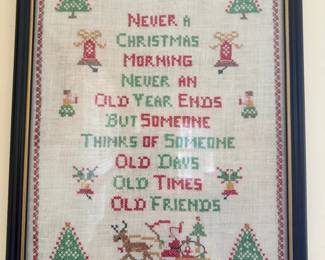 Vintage Christmas cross-stitch sampler featuring a popular holiday poem often used on greeting cards and needlework since the mid-20th century