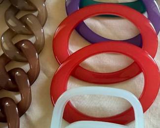 Colorful, square-shaped resin bangles New York-based jewelry brand PONO by Joan Goodman