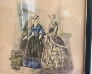 Hand-colored fashion plate from the prestigious French periodical Le Moniteur de la Mode, dating to 1851
