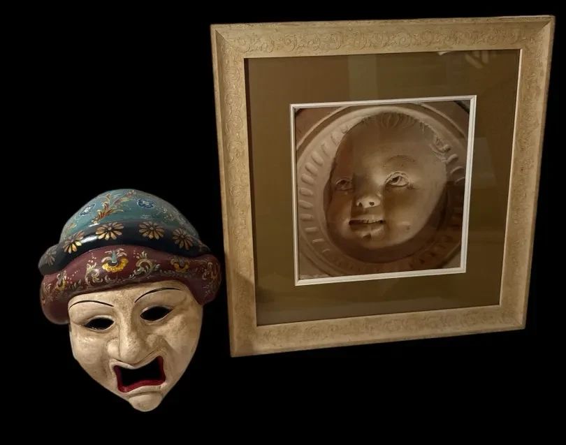Framed Photograph  Venetian Papier Mache Mask