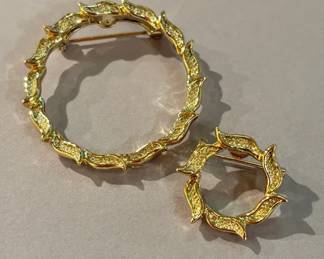 Gerrys Gold Tone Wreath Brooches