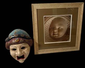 Framed Photograph  Venetian Papier Mache Mask