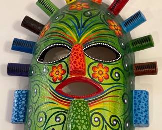 Ecuador Wooden Green Mask