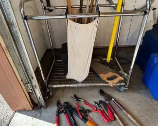 Rolling Cart And Gardening Tools