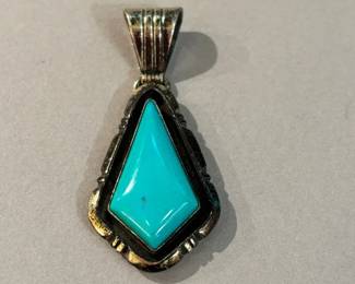Navajo Tom Sterling Turquoise Pendant
