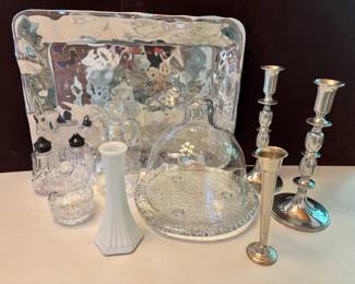 Pewter Crystal And Sterling Bud Vase