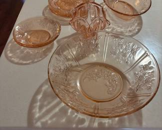 Pink depression style glassware