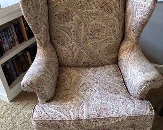 Wingback chair with Queen Anne legs and matching ottoman