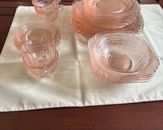 Pink depression style glassware