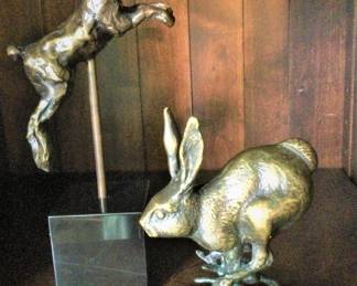 Bronzed Cast Iron rabbits