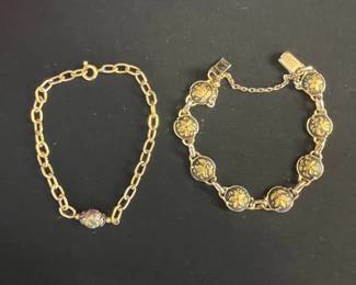Cloisonné & Damascene bracelets vintage 