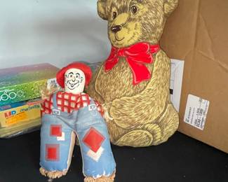 Vintage Raggedy Ann Doll and Teddy Bear Plush