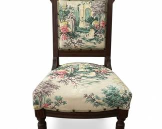 Victorian Eastlake Carved Walnut Side Chair with Tapestry Upholstery