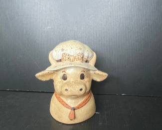 Ceramic Cow with Bonnet