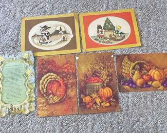Vintage Thanksgiving and Christmas Postcards with First Thanksgiving Poem