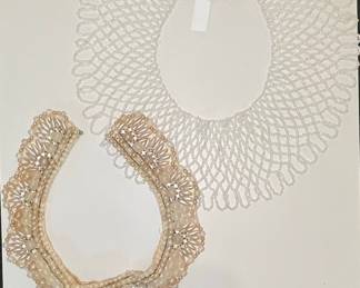 Vintage Beaded Collar Necklace Baar & Beards Japan and White Seed Bead Lace Collar