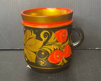 Khokhloma Painted Wooden Mug