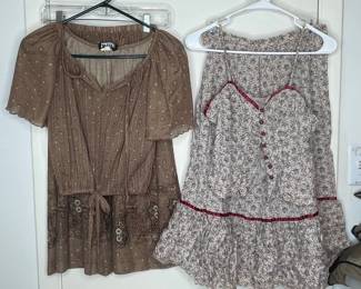 Sue Brett Floral Print Blouse and Tiered Ruffle Skirt Set